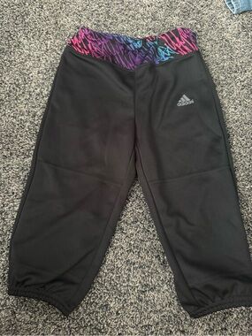 adidas Black Jogger Pants with Pink, Purple & Blue Waistband